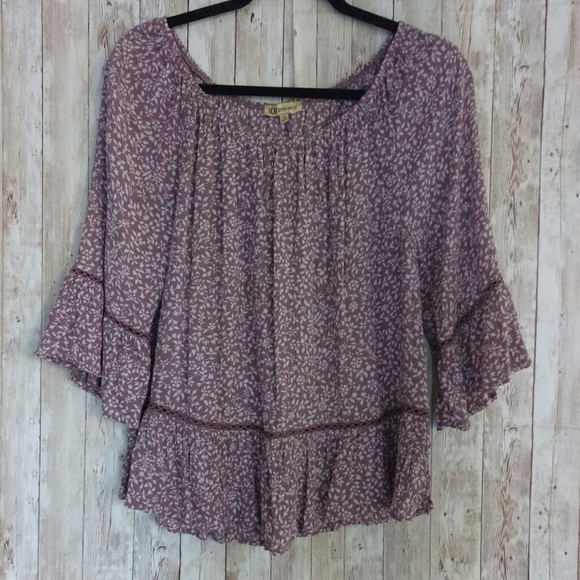 Democracy Flowy Floral Boho Peasant Top - Picture 2 of 8